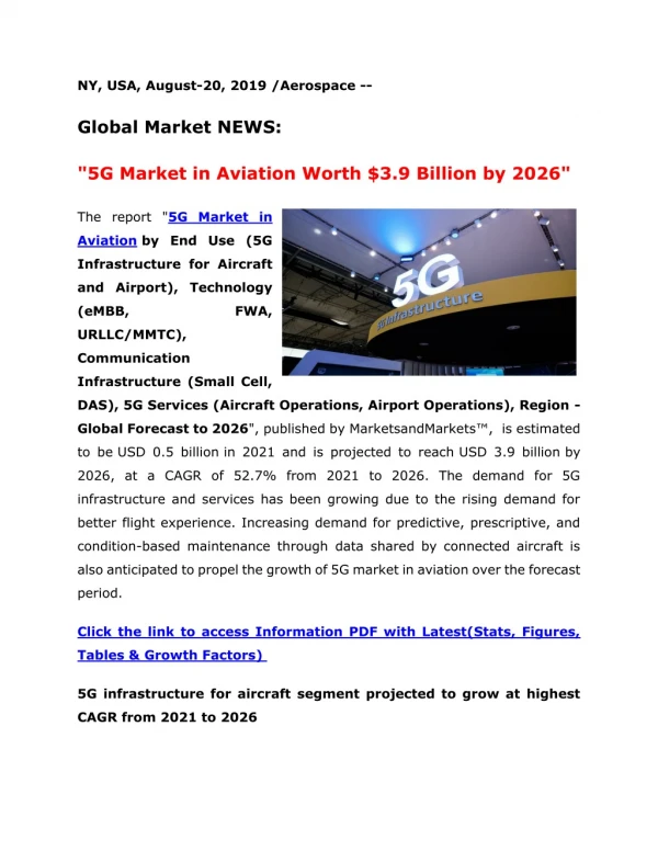 5G Market in Aviation Worth $3.9 Billion by 2026