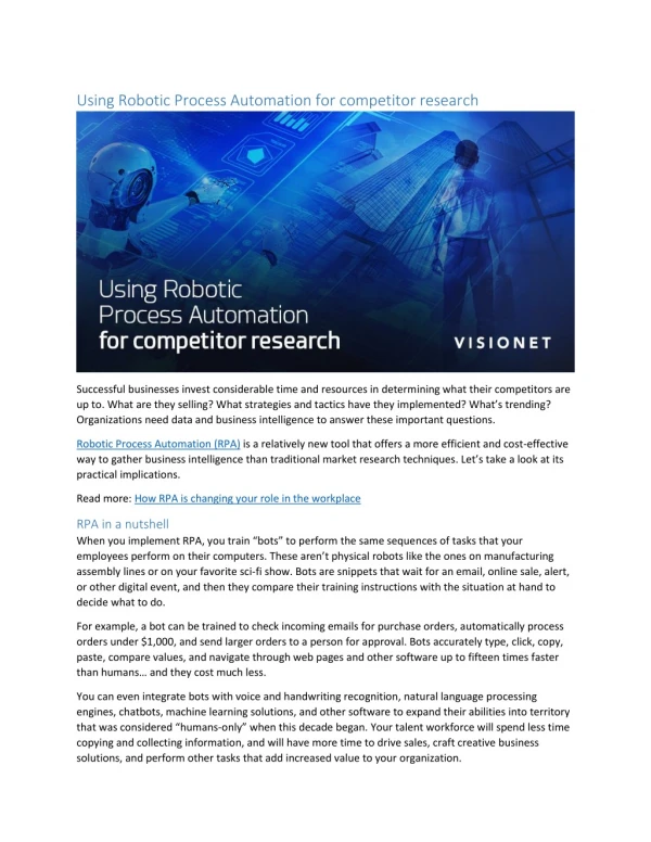 Using Robotic Process Automation for competitor research