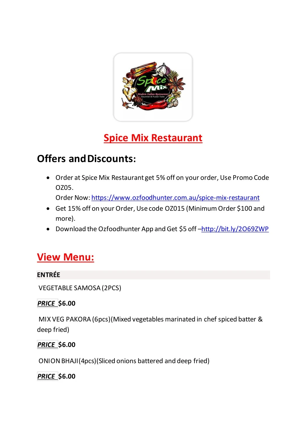 spice mix restaurant