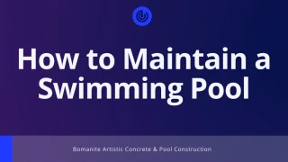 How to Maintain a Swimming Pool