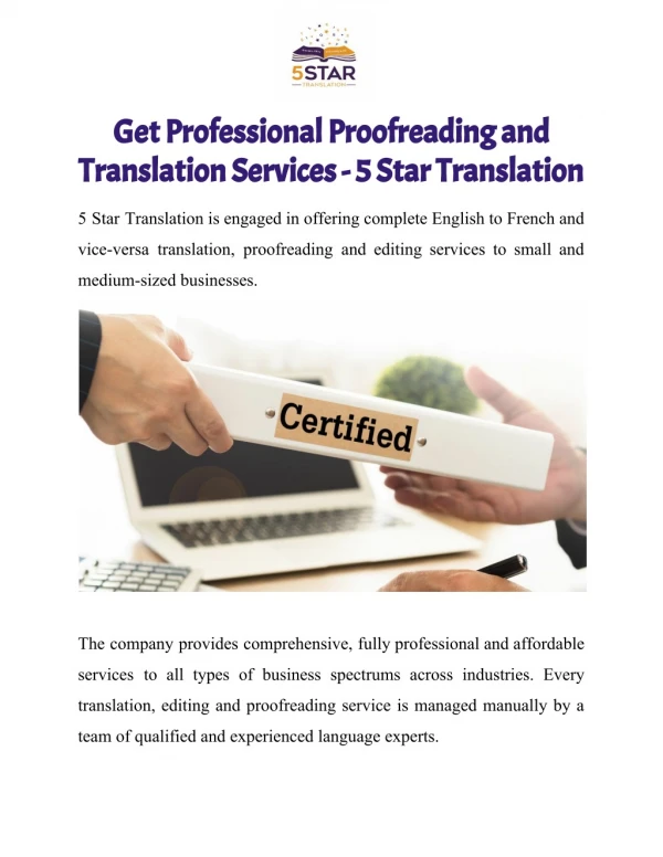 Get Professional Proofreading and Translation Services - 5 Star Translation