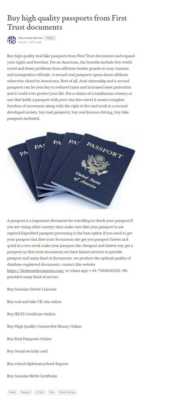Buy High Quality Passports From First Trust Documents