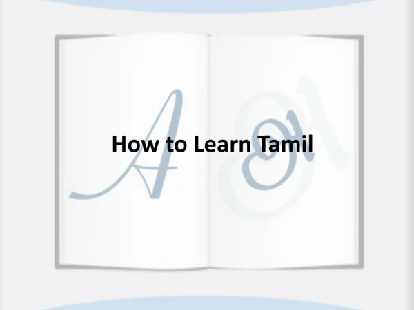 How to Learn Tamil