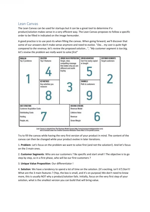 Lean Canvas - One Pager