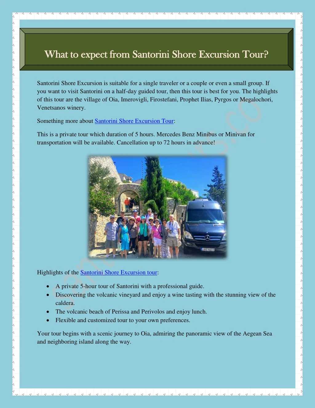 what to expect from santorini shore excursion