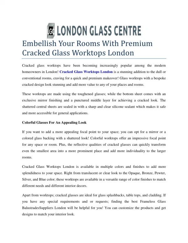 Cracked Glass Worktops London