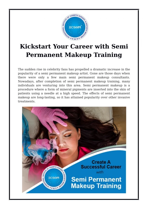 Kickstart Your Career with Semi Permanent Makeup Training