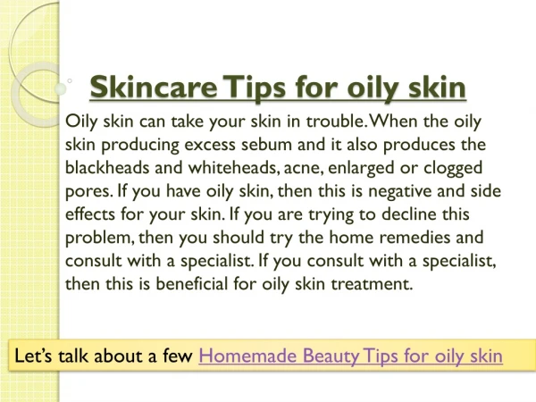 Skincare tips for Oily Skin