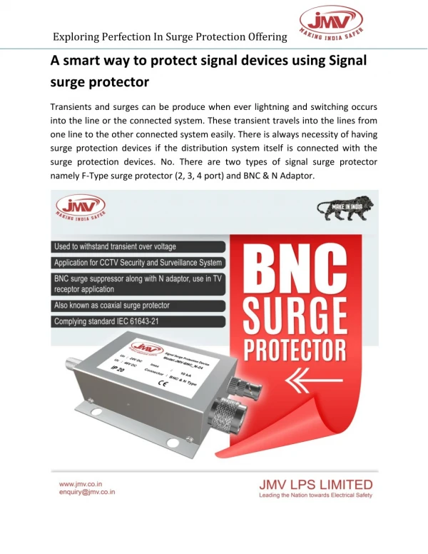 A smart way to protect signal devices using Signal surge protector