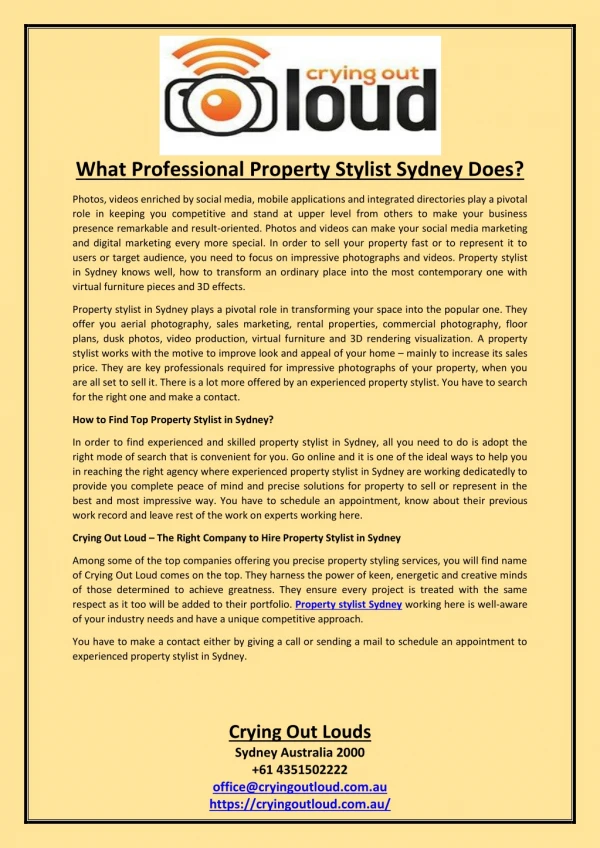 What Professional Property Stylist Sydney Does?