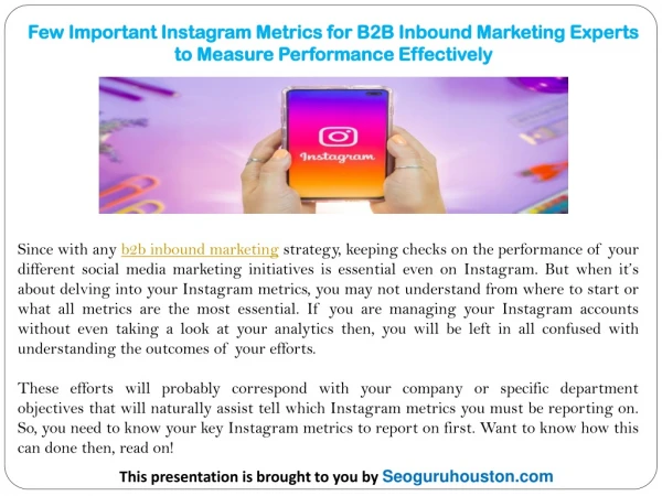 Few Important Instagram Metrics for B2B Inbound Marketing Experts to Measure Performance Effectively