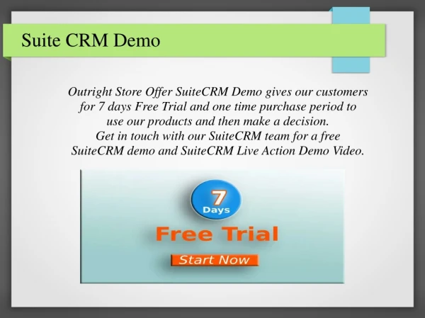 SuiteCRM Demo | 7 Days Free Trial | Outright Store