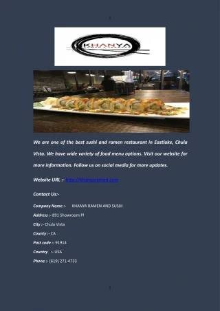 Sushi in Chula Vista - khanyaramen.com - slide 1