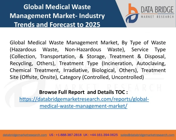 Global Medical Waste Management Market- Industry Trends and Forecast to 2025