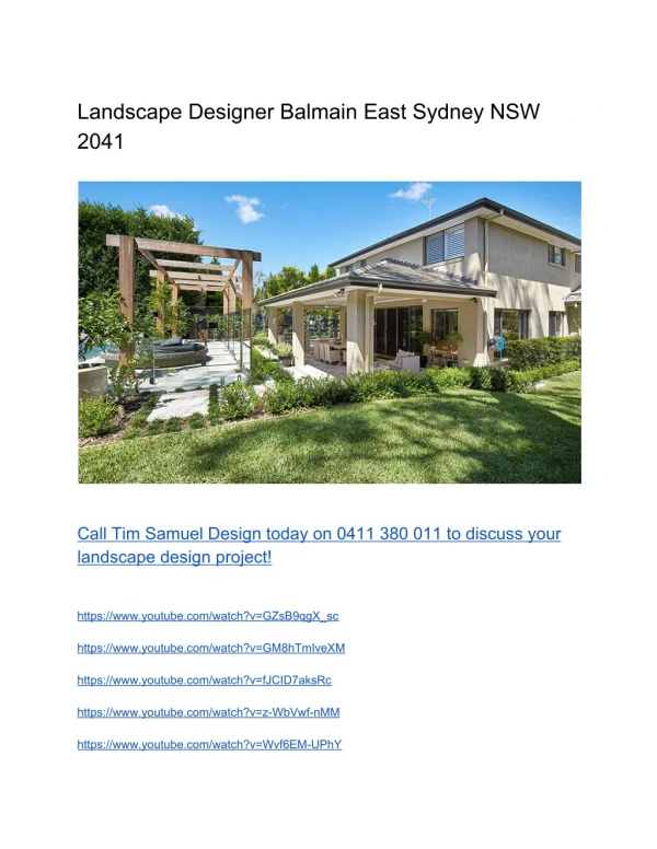 Landscape Designer Balmain East Sydney NSW 2041