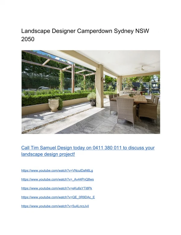 Landscape Designer Camperdown Sydney NSW 2050