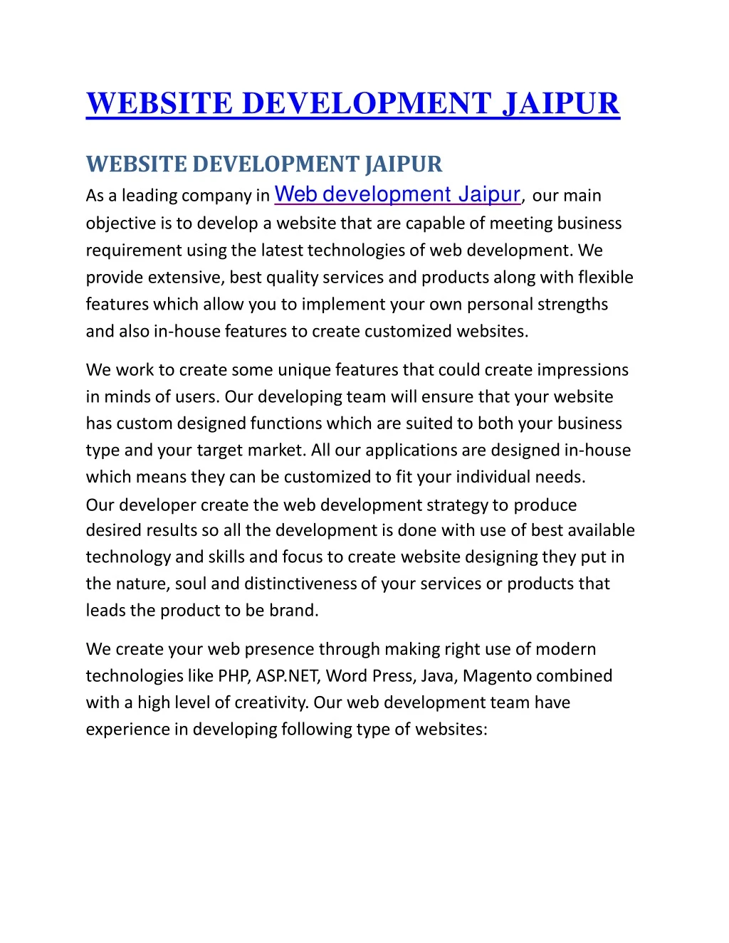 website development jaipur