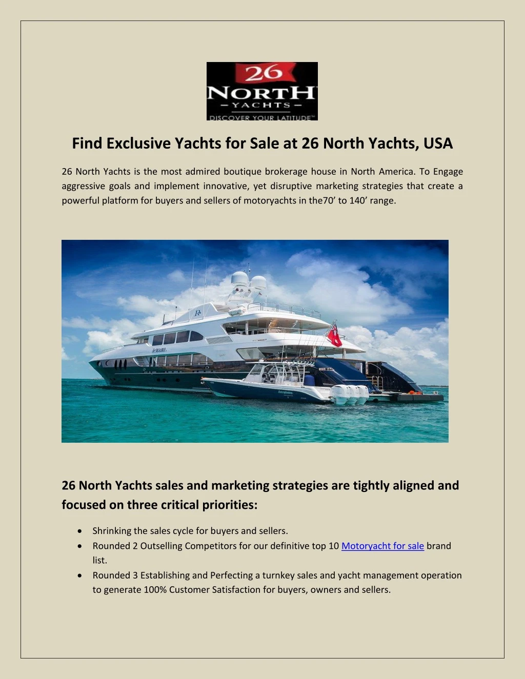 find exclusive yachts for sale at 26 north yachts