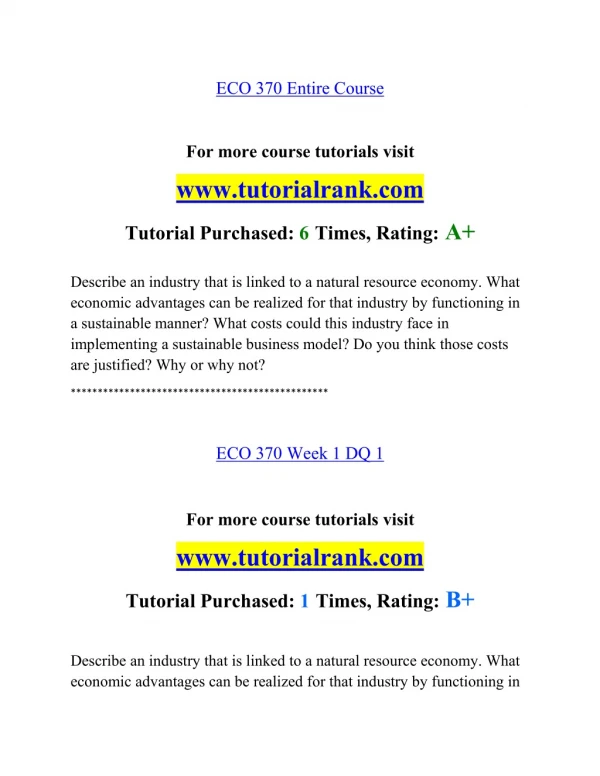 ECO 370 Effective Communication - tutorialrank.com