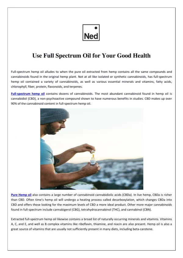 Use Full Spectrum Oil for Your Good Health