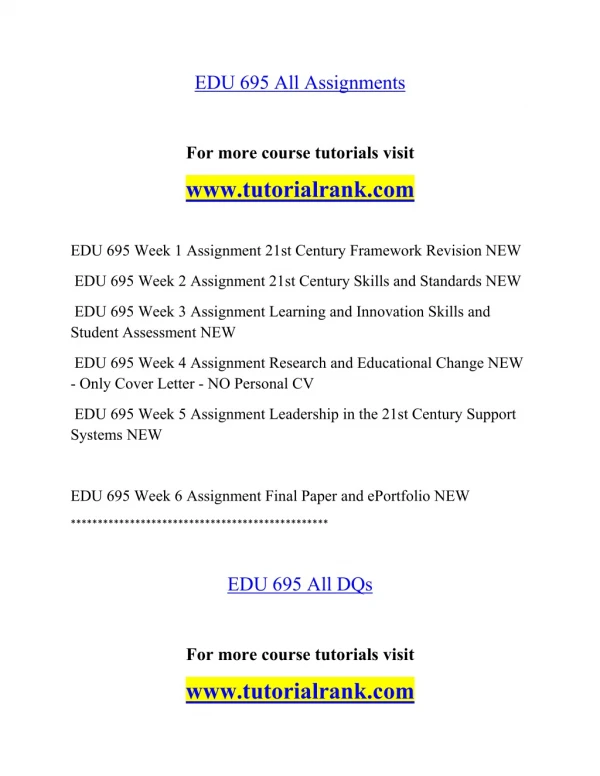 EDU 695(NEW) Effective Communication - tutorialrank.com