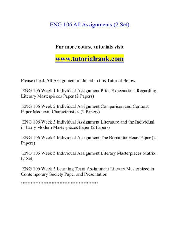 ENG 106 Effective Communication - tutorialrank.com