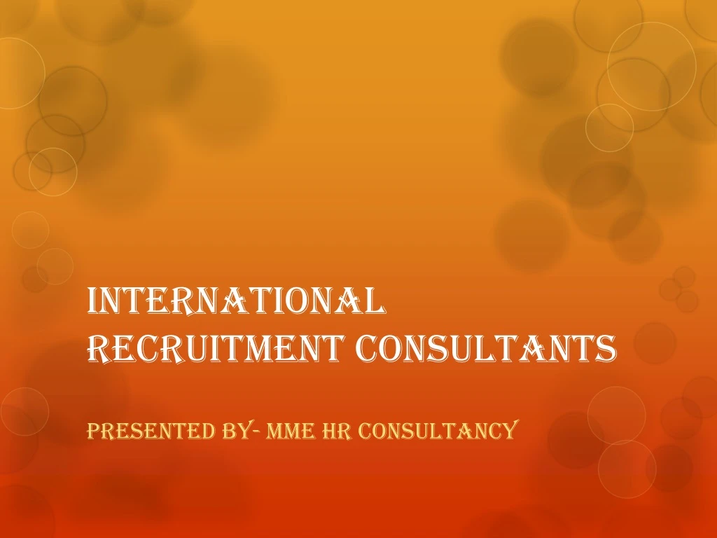 international recruitment consultants