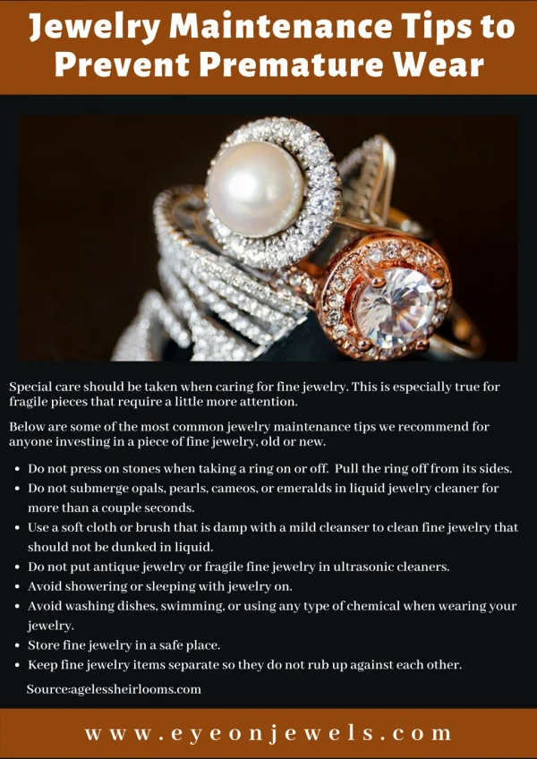 Jewelry Maintenance Tips to Prevent Premature Wear