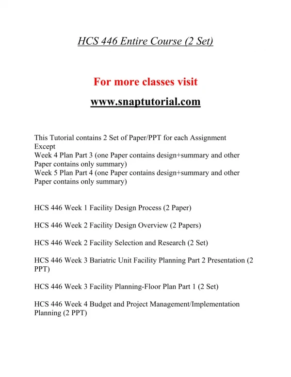 hcs 446 entire course 2 set