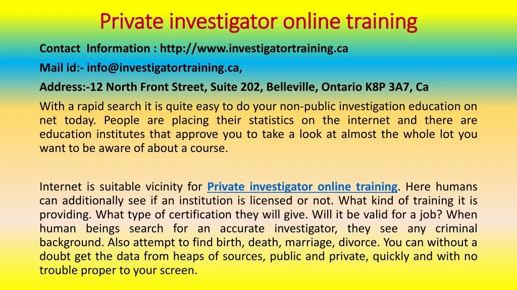 private investigator online training