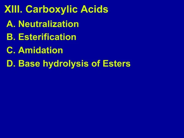 XIII. Carboxylic Acids