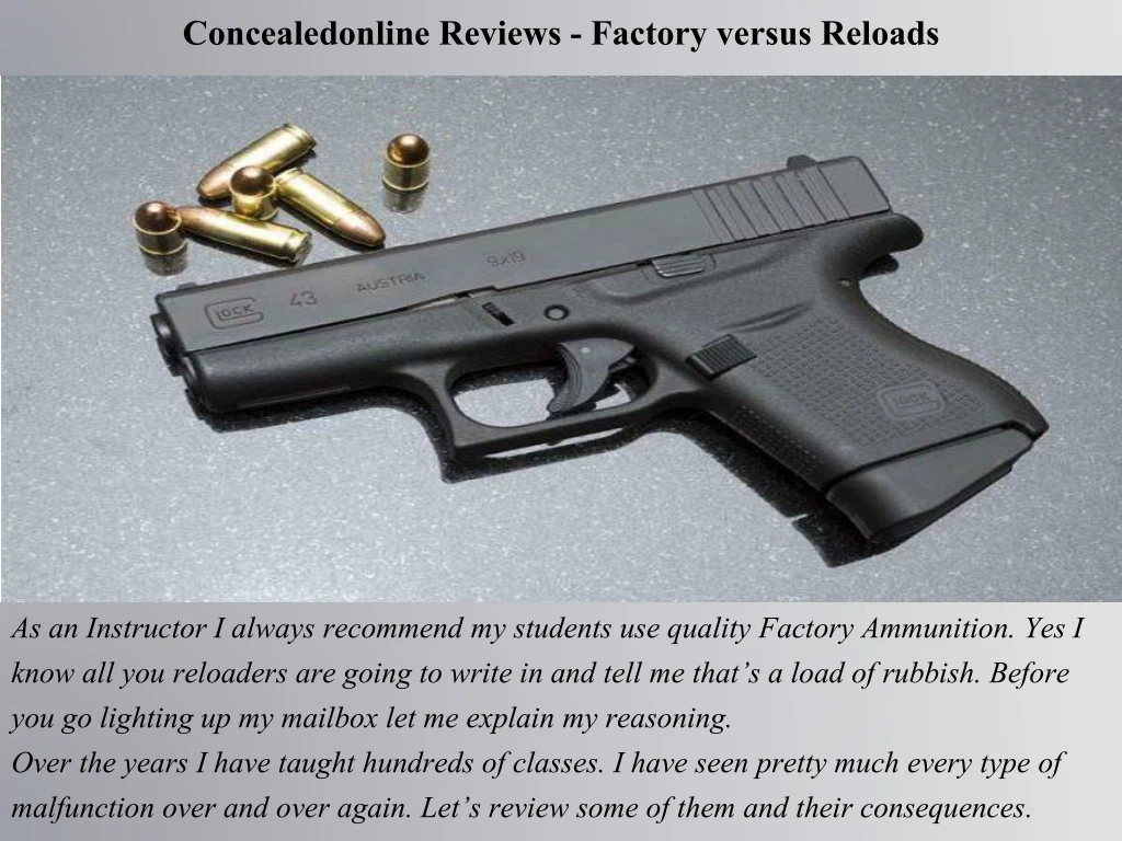 concealedonline reviews factory versus reloads