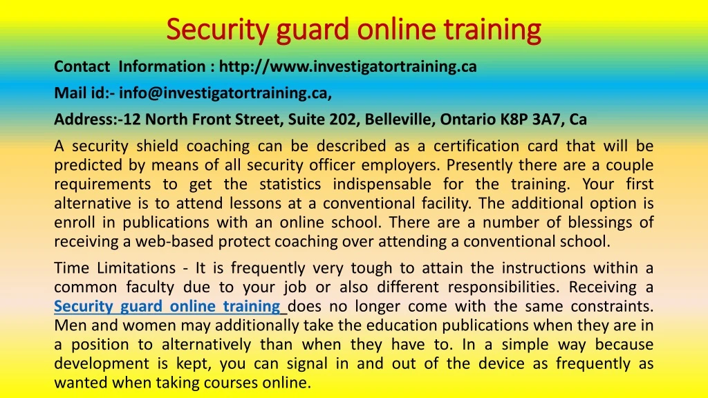 security guard online training
