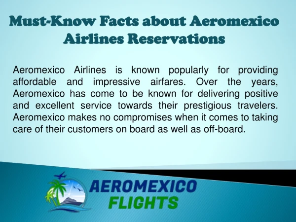 Must-Know Facts about Aeromexico Airlines Reservations