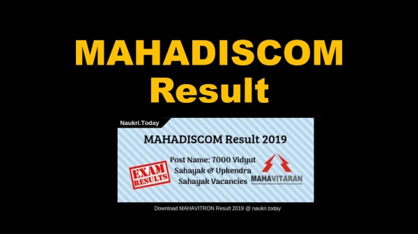 MAHADISCOM Result 2019 For Sahayak Exam | MSEDCL Cut off, Merit