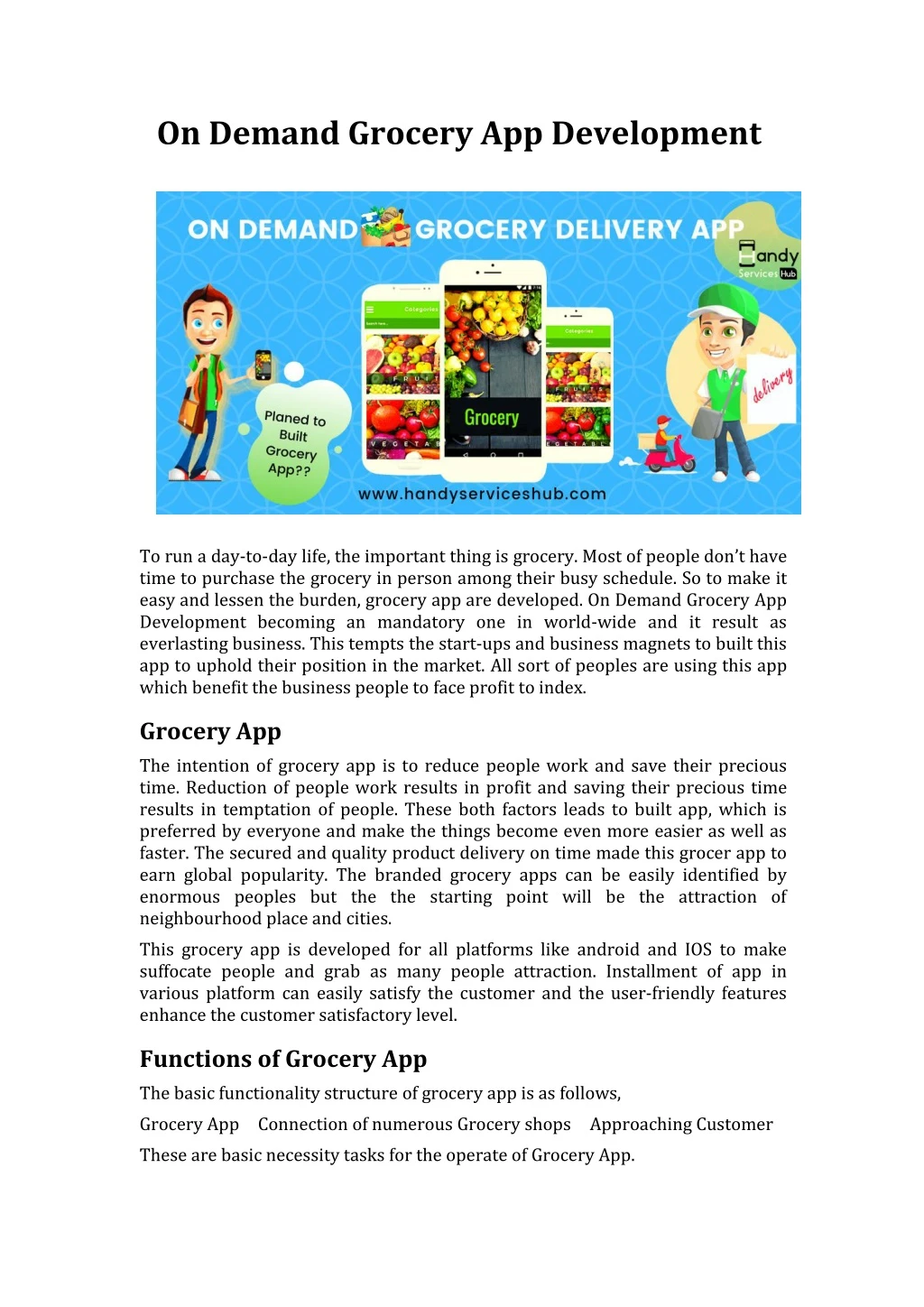 on demand grocery app development