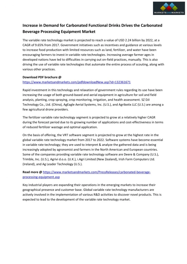 Increase in Demand for Carbonated Functional Drinks Drives the Carbonated Beverage Processing Equipment Market