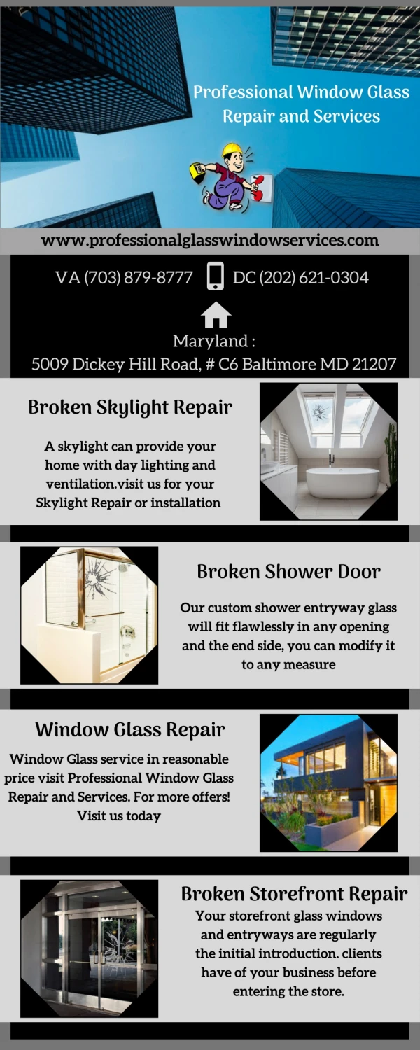 Different types of Window glass services available at Washington DC