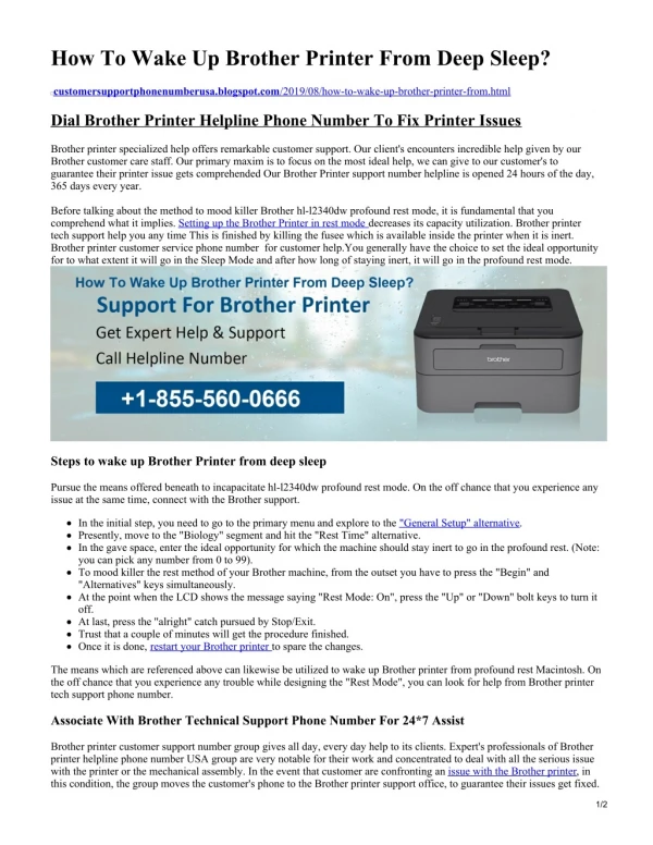 How To Wake Up Brother Printer From Deep Sleep