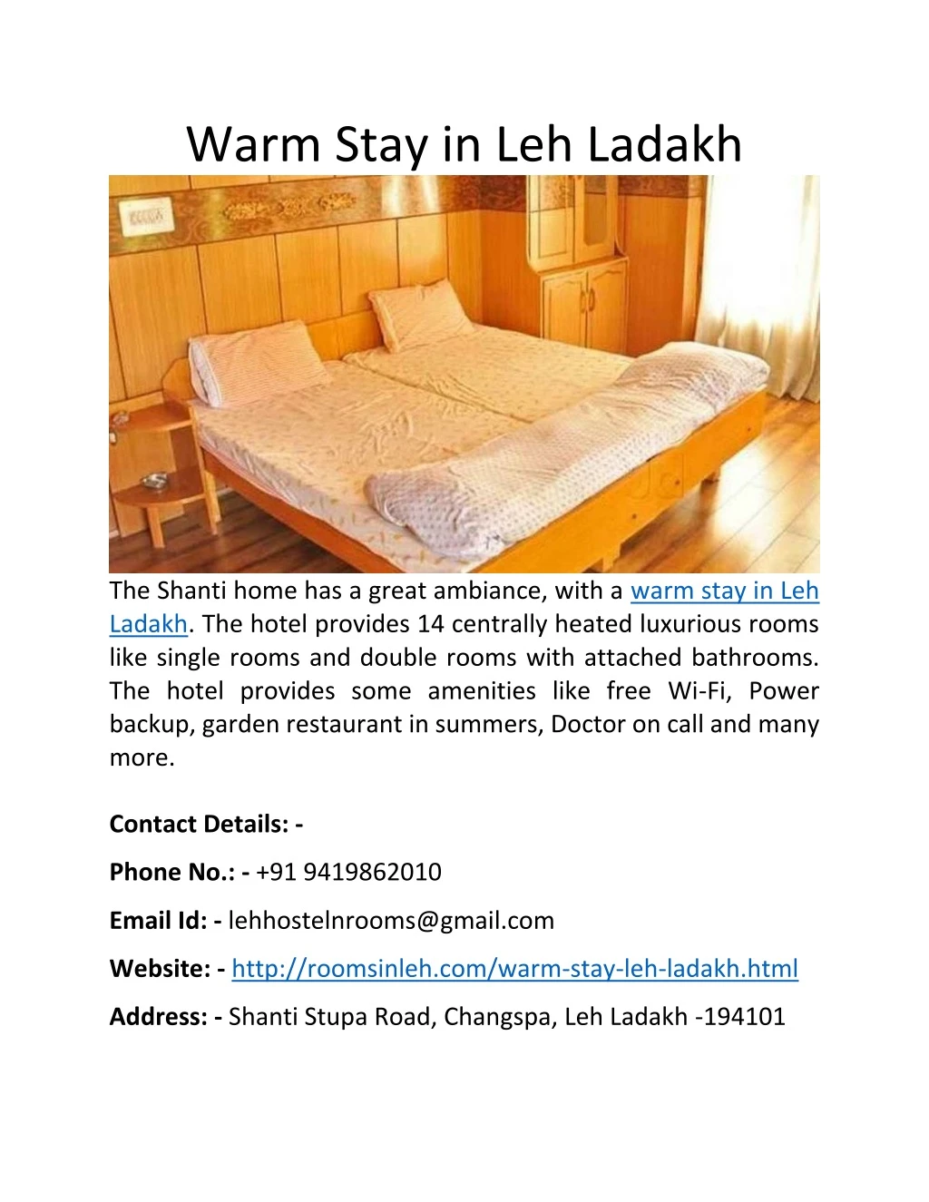 warm stay in leh ladakh