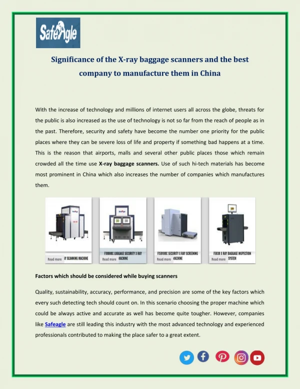 Significance of the X-ray baggage scanners and the best company to manufacture them in China