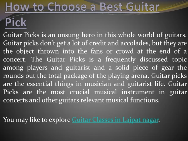 How to choose the best Guitar Pick for You