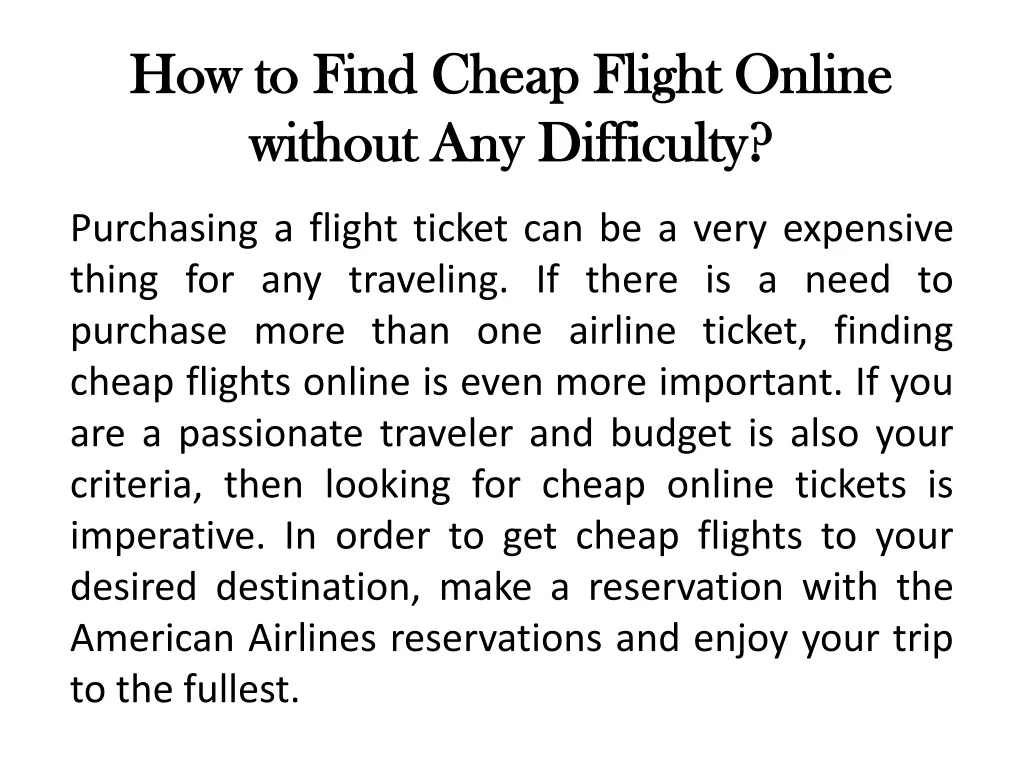 how to find cheap flight online without any difficulty