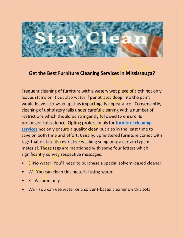 Get the Best Furniture Cleaning Services in Mississauga?