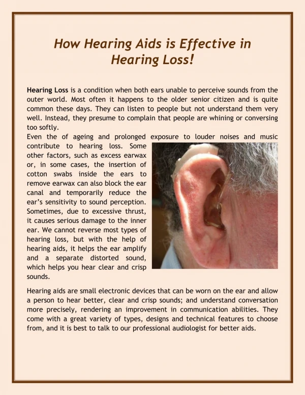How Hearing Aids is Effective in Hearing Loss!