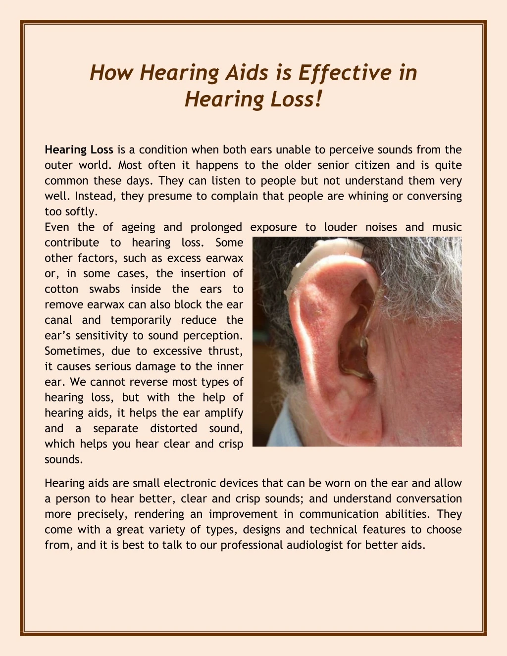 how hearing aids is effective in hearing loss