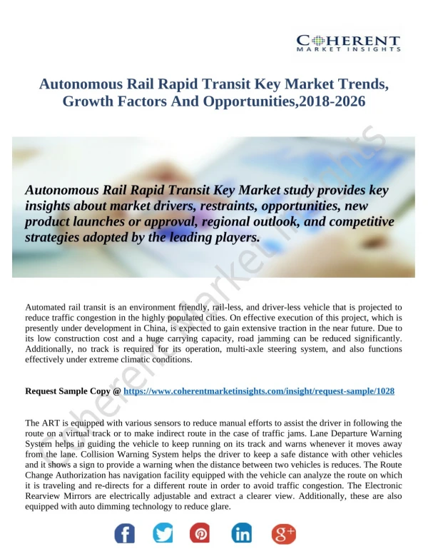 Autonomous Rail Rapid Transit Market Intelligence Report Offers Growth Prospects 2018-2026