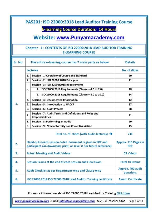 ISO 22000 Lead Auditor Training - E-learning Course