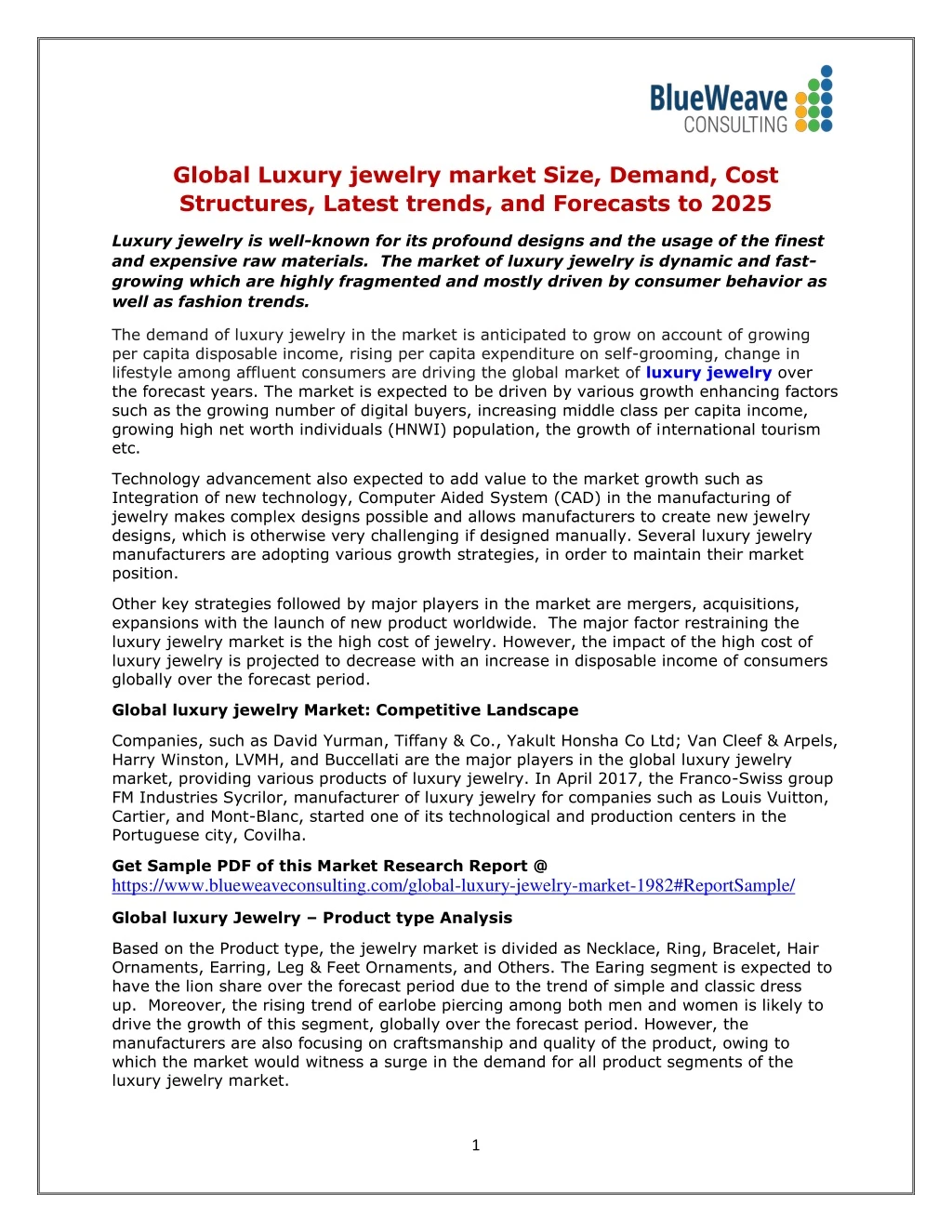 global luxury jewelry market size demand cost