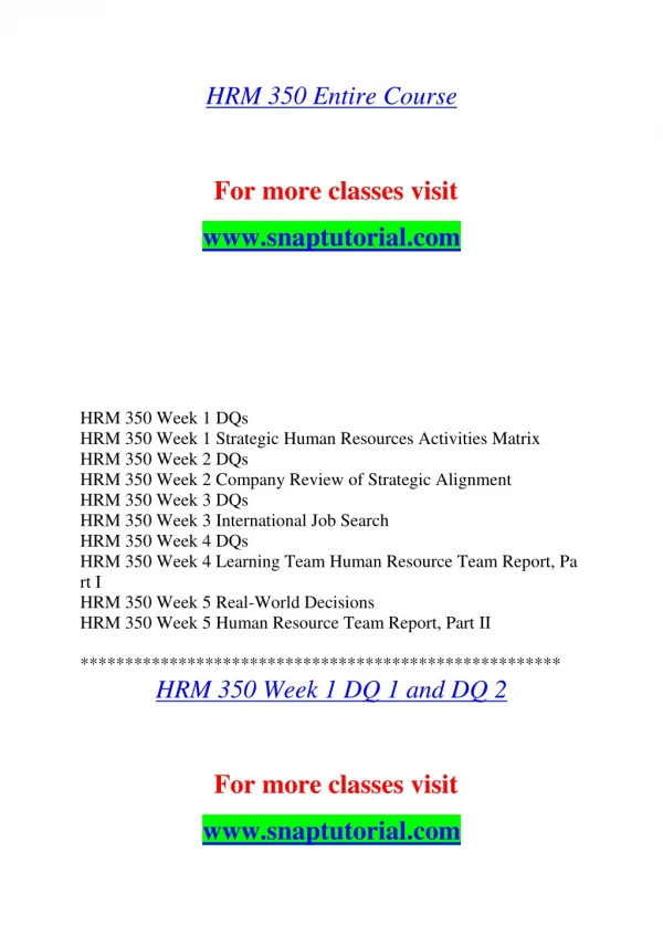 HRM 350 Education Organization - snaptutorial.com